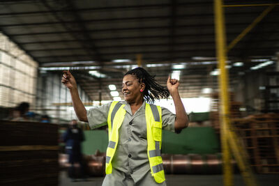 Woman in hi vis vest