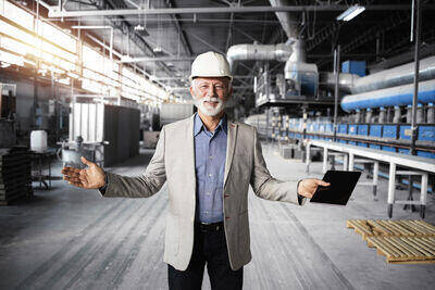 Person in front of construction site