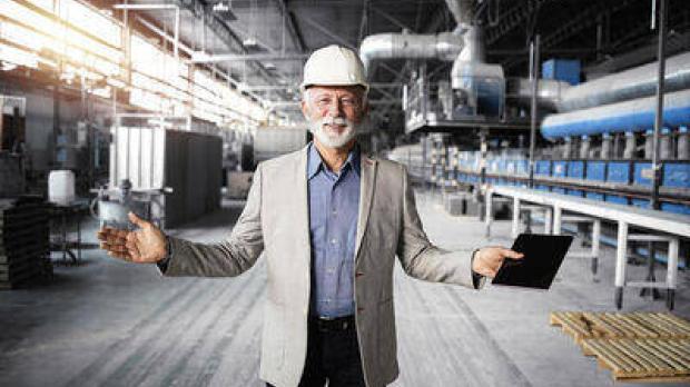 Person in front of construction site